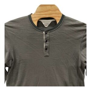 RAG & BONE Mens XL Classic Flame Henley Long Sleeve Shirt‎ 100% Cotton Gray